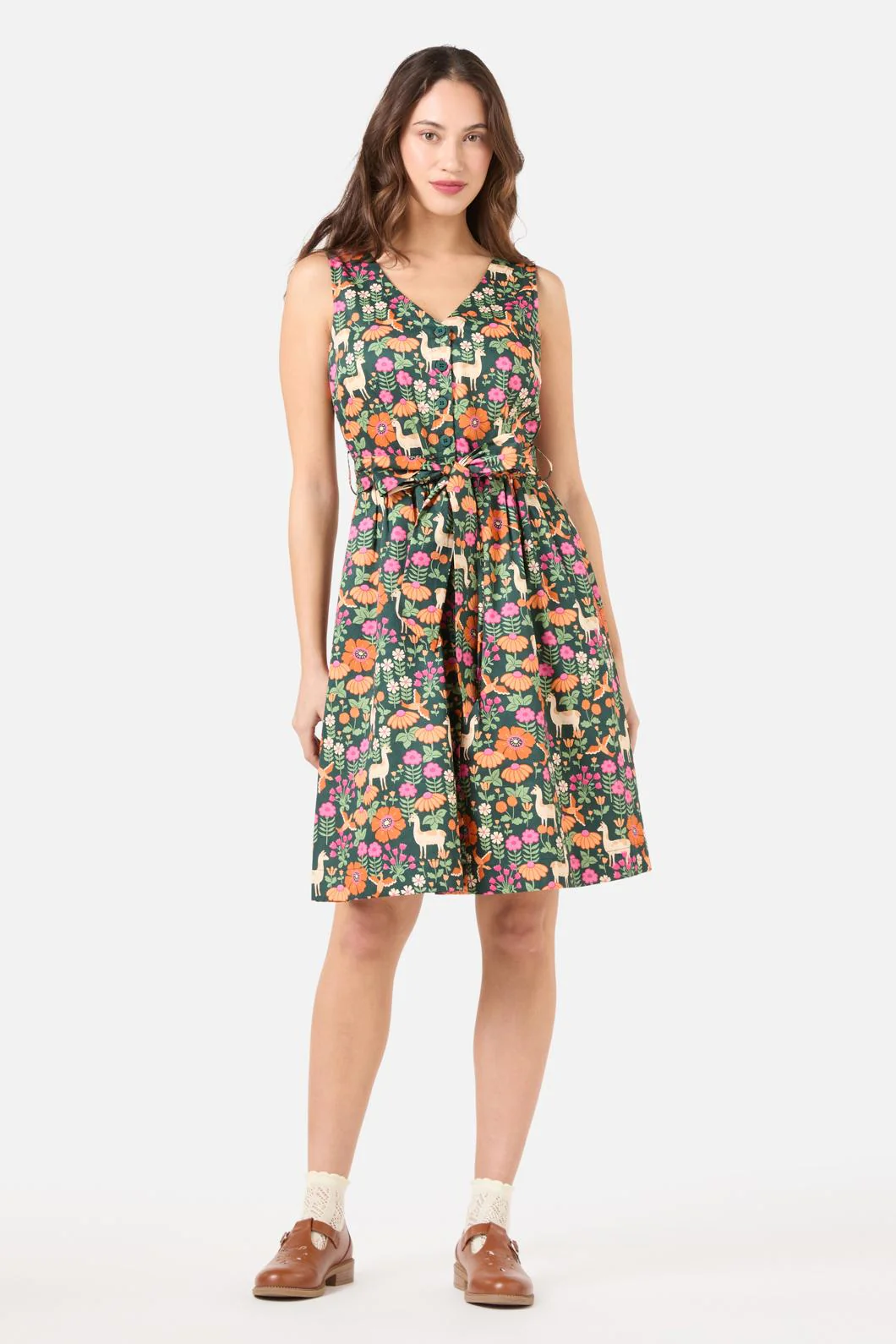 Llama V Neck Sleeveless Dress - Image 2