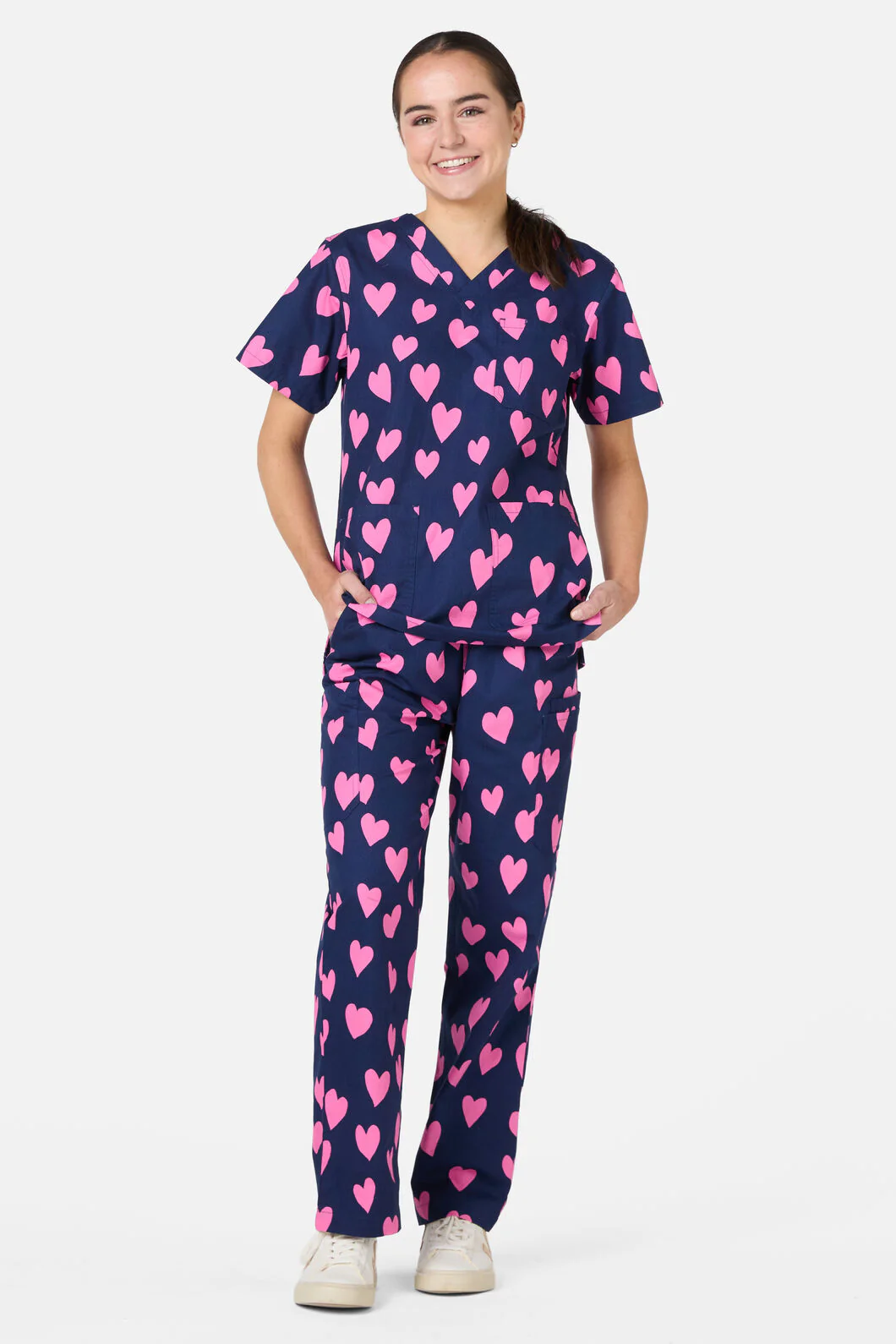 Love Hearts Navy Scrub Set - Image 2