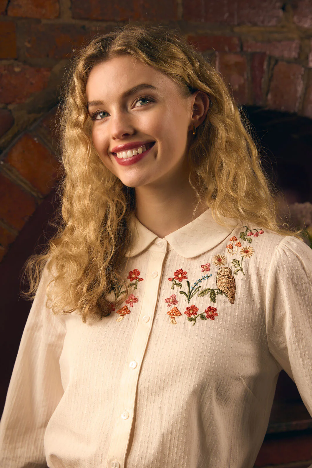 Owl Embroidered Blouse