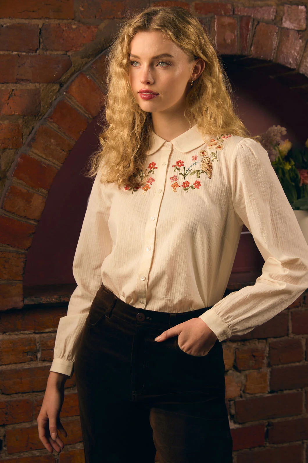 Owl Embroidered Blouse - Image 2
