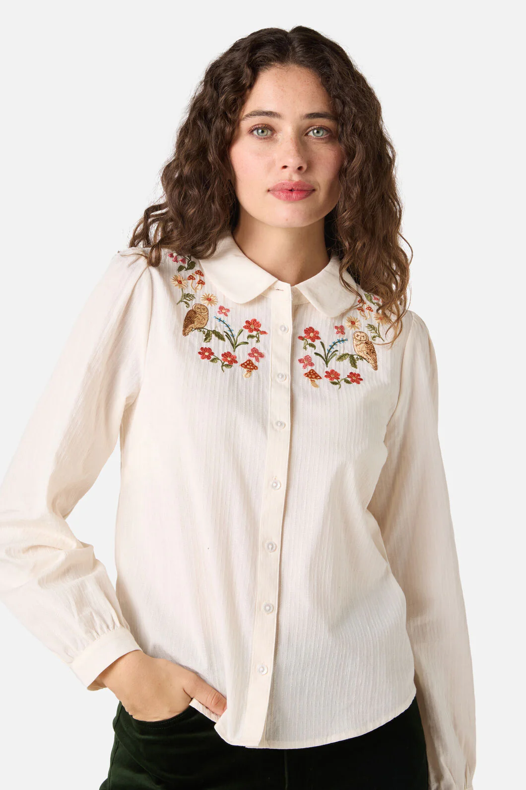 Owl Embroidered Blouse - Image 3