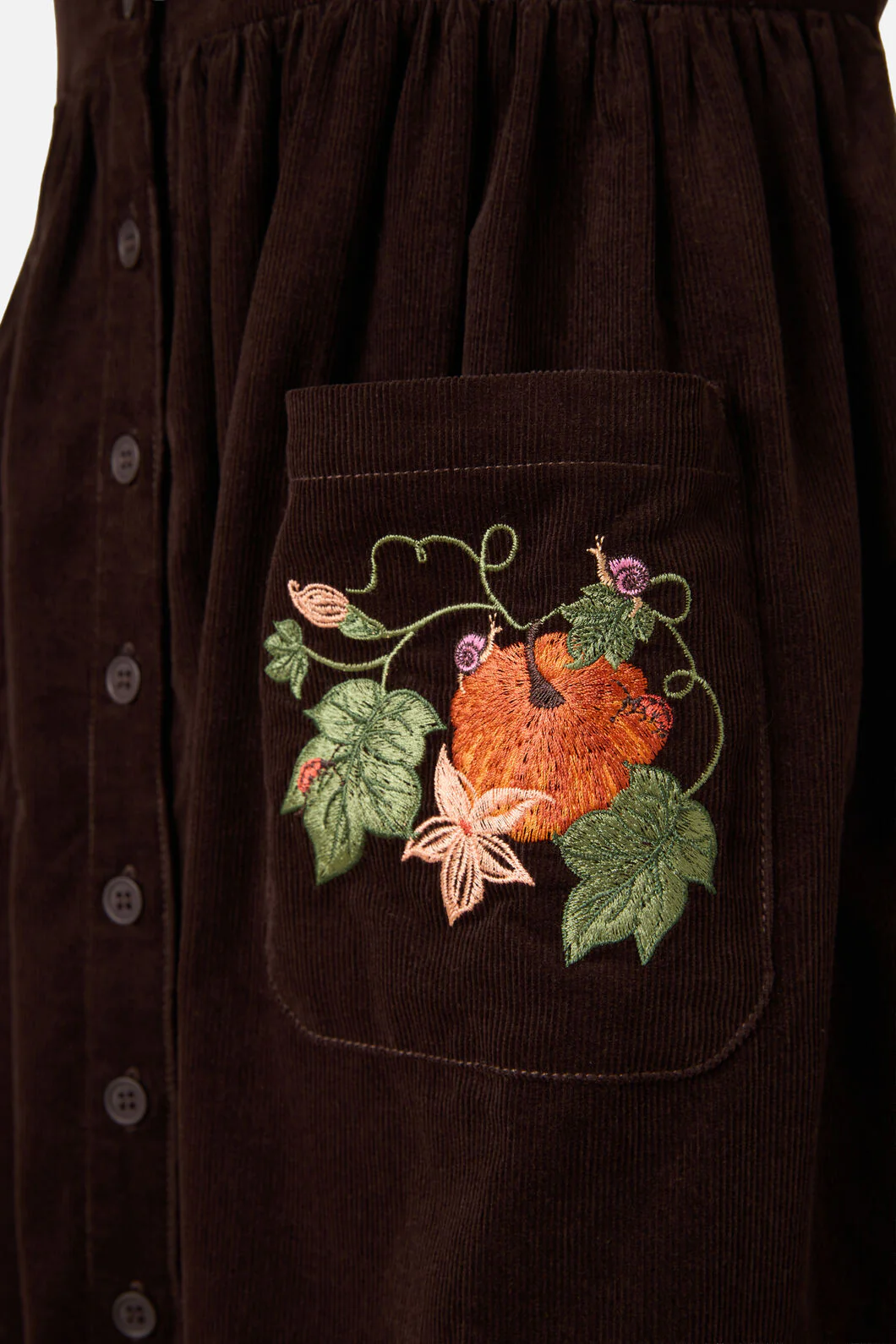 Pumpkin Embroidered Cord Dress - Image 8