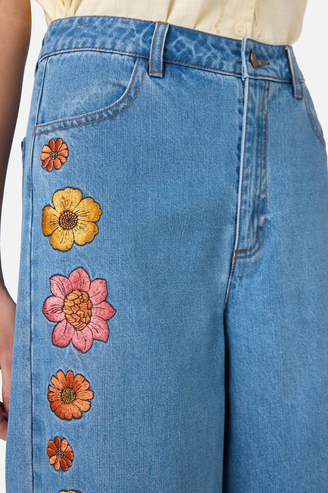 Retro Bloom Embroidered Jean - Image 6