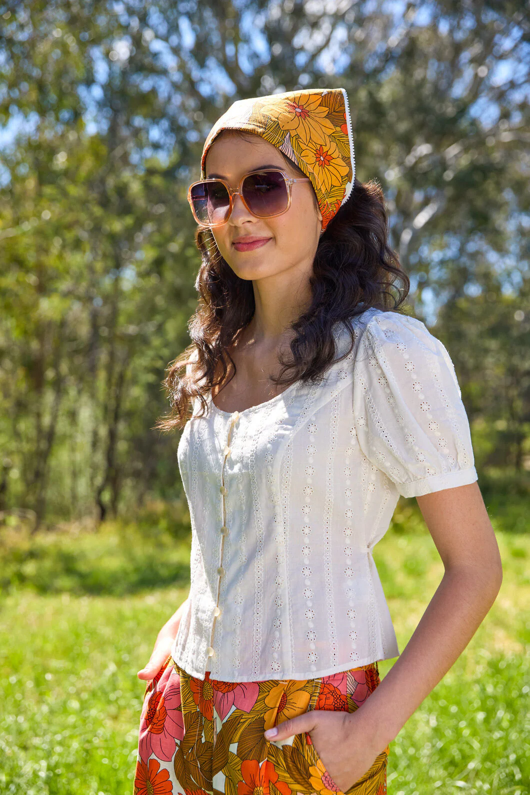 Nellie 70'S Floral Head Scarf