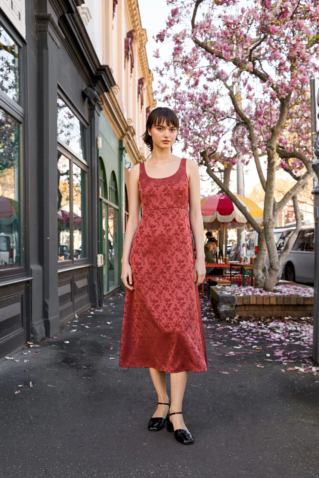 Roma Satin Embossed Midi Dress - Image 2