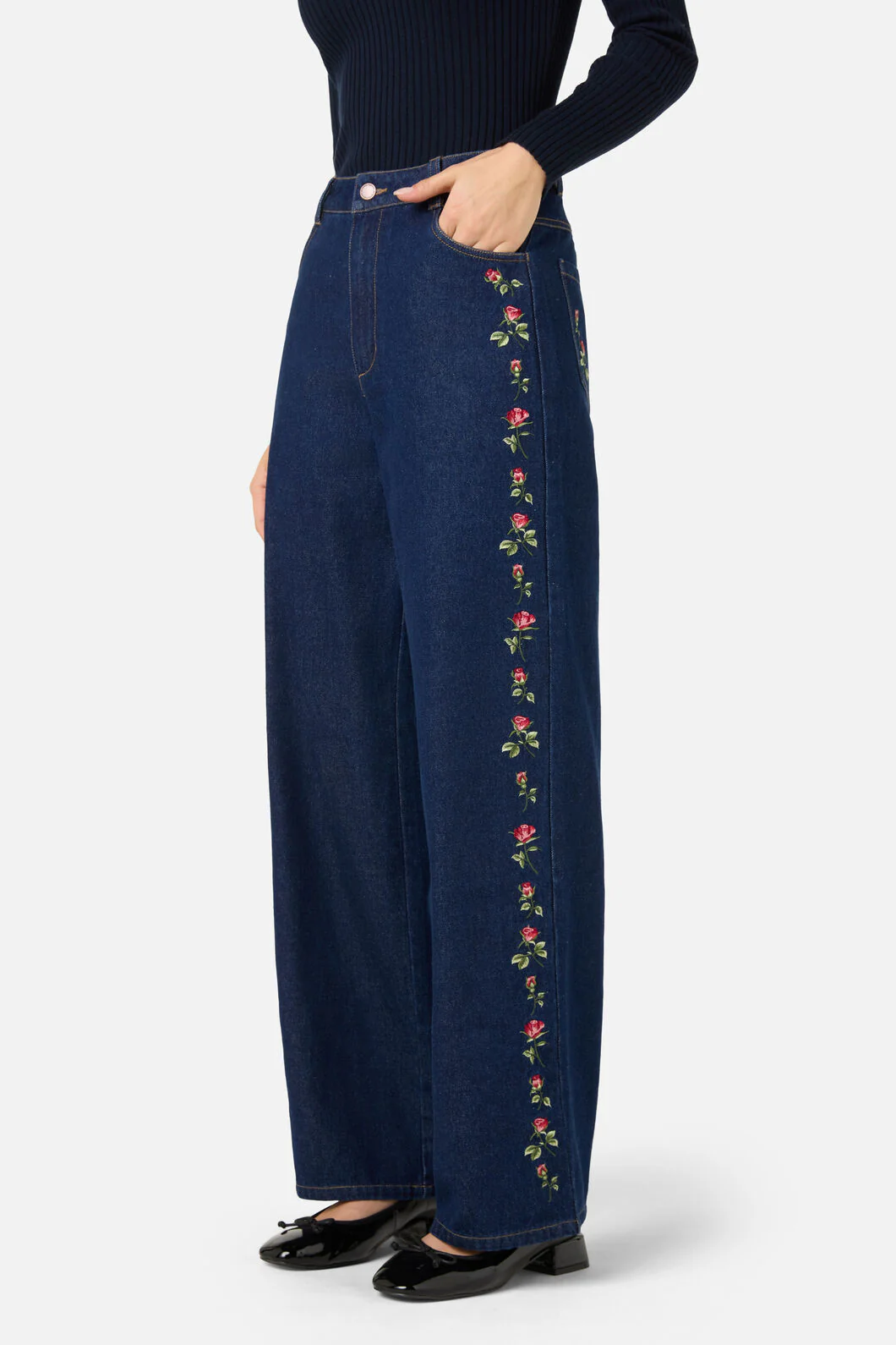 Roses Embroidered Jean - Image 2