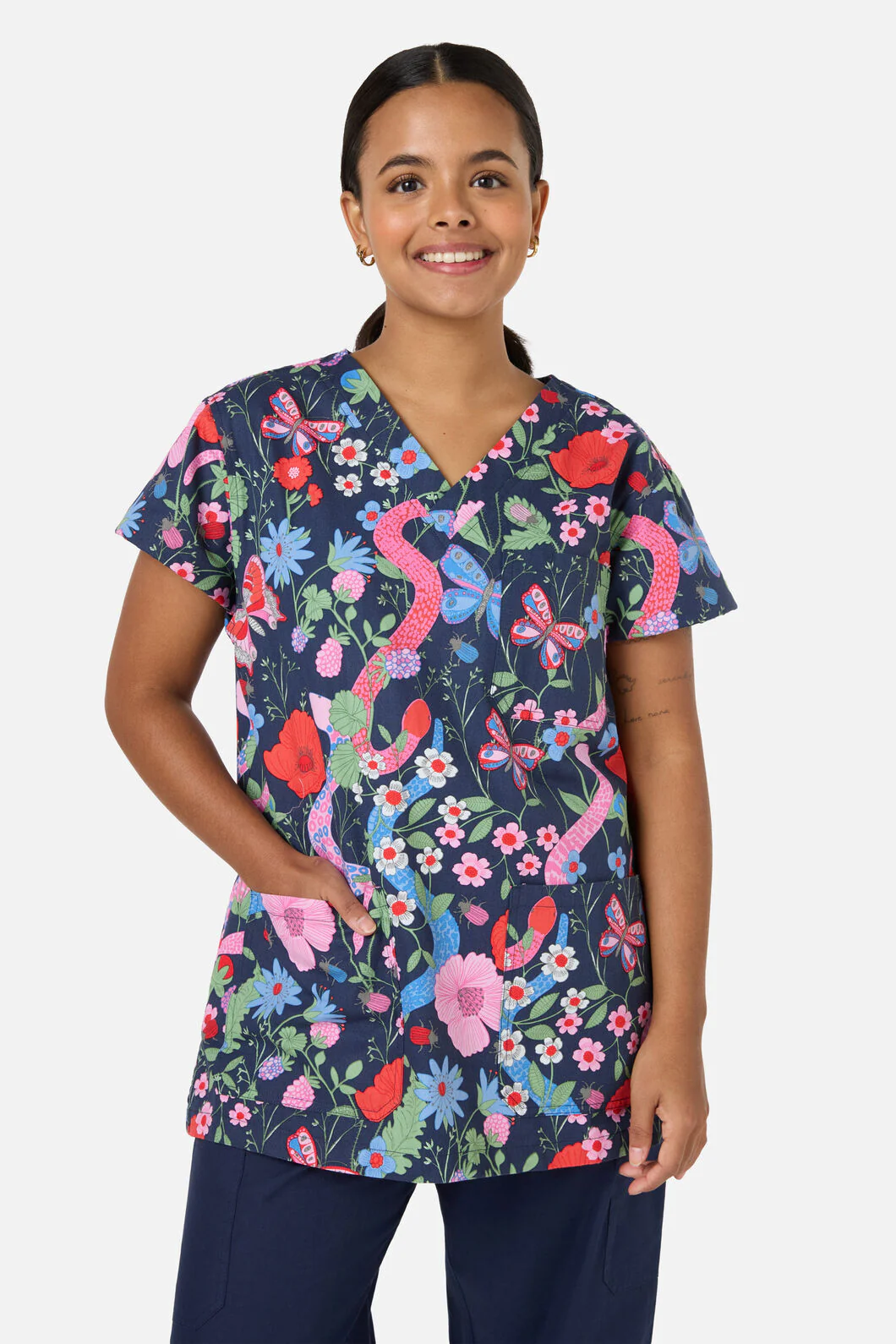 Snakes & Flora Top & Pant Scrubs - Image 4
