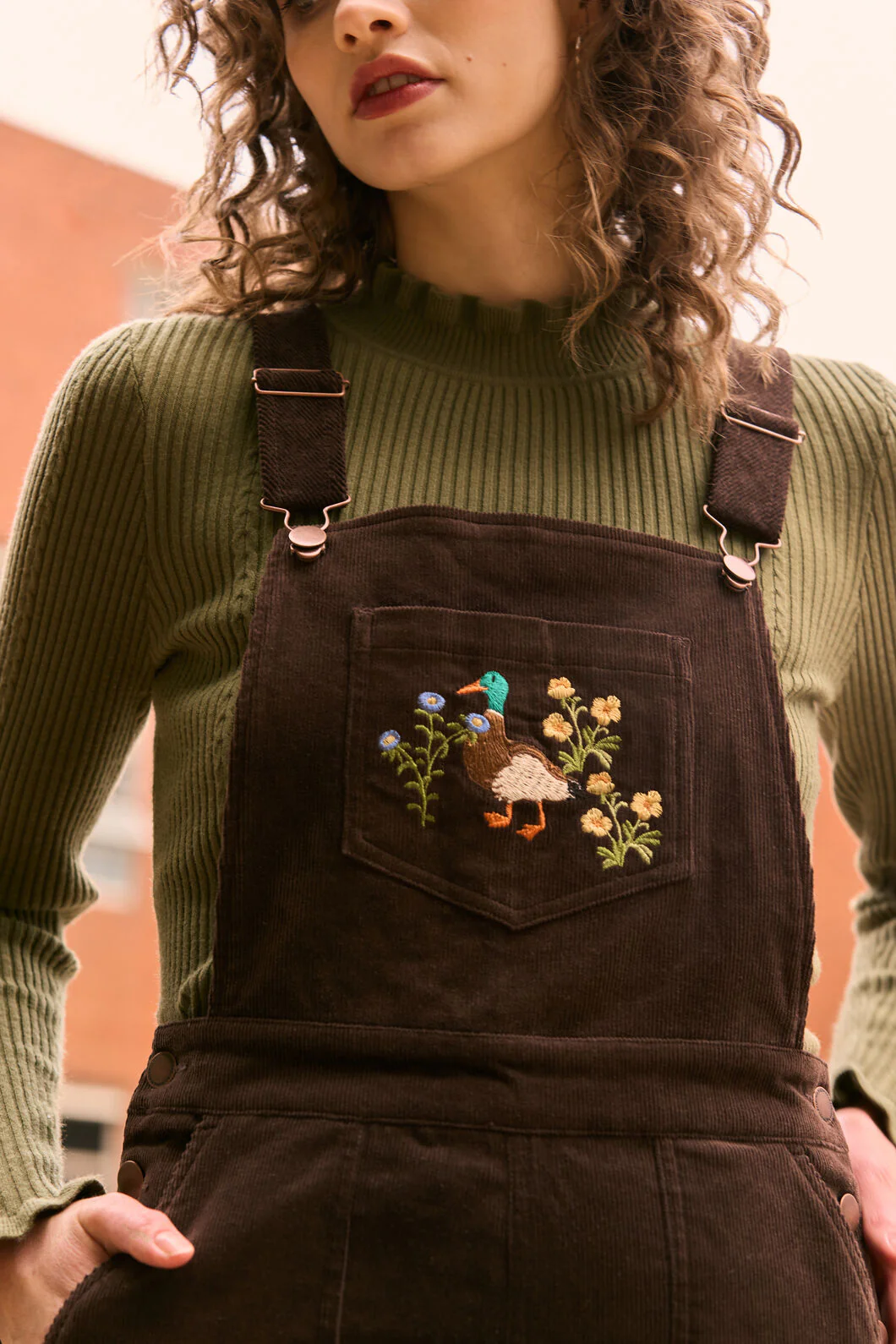 Sweet Ducks Embroidered Cord Overall - Image 2