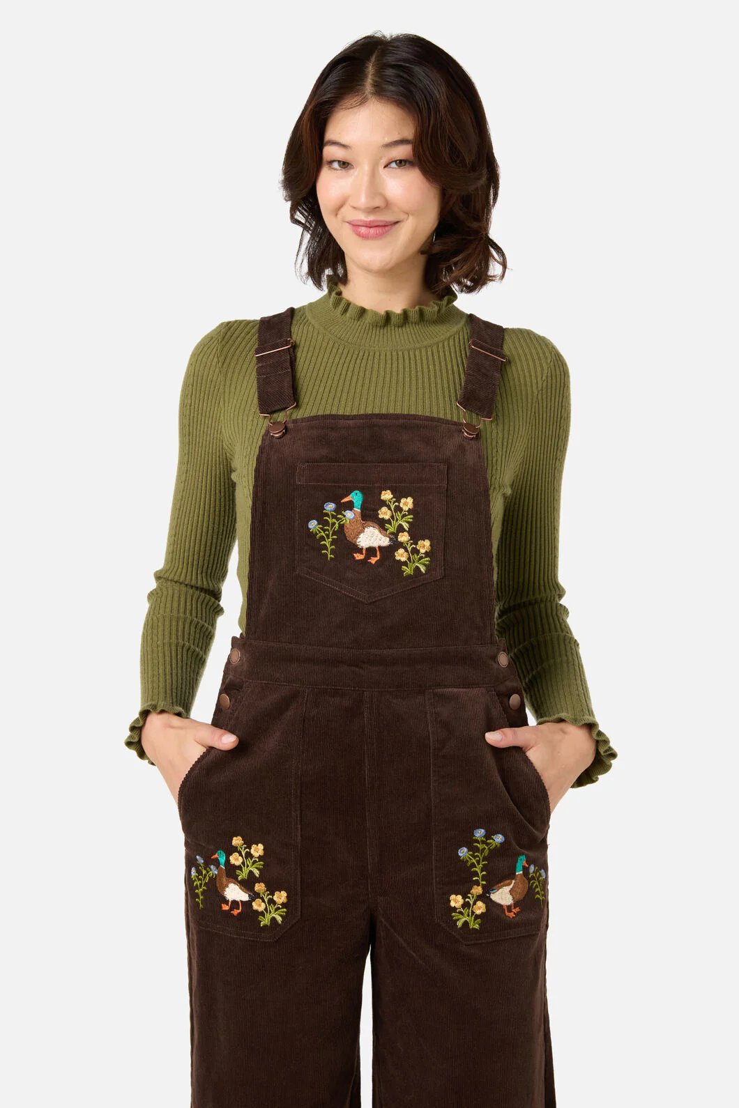 Sweet Ducks Embroidered Cord Overall - Image 7
