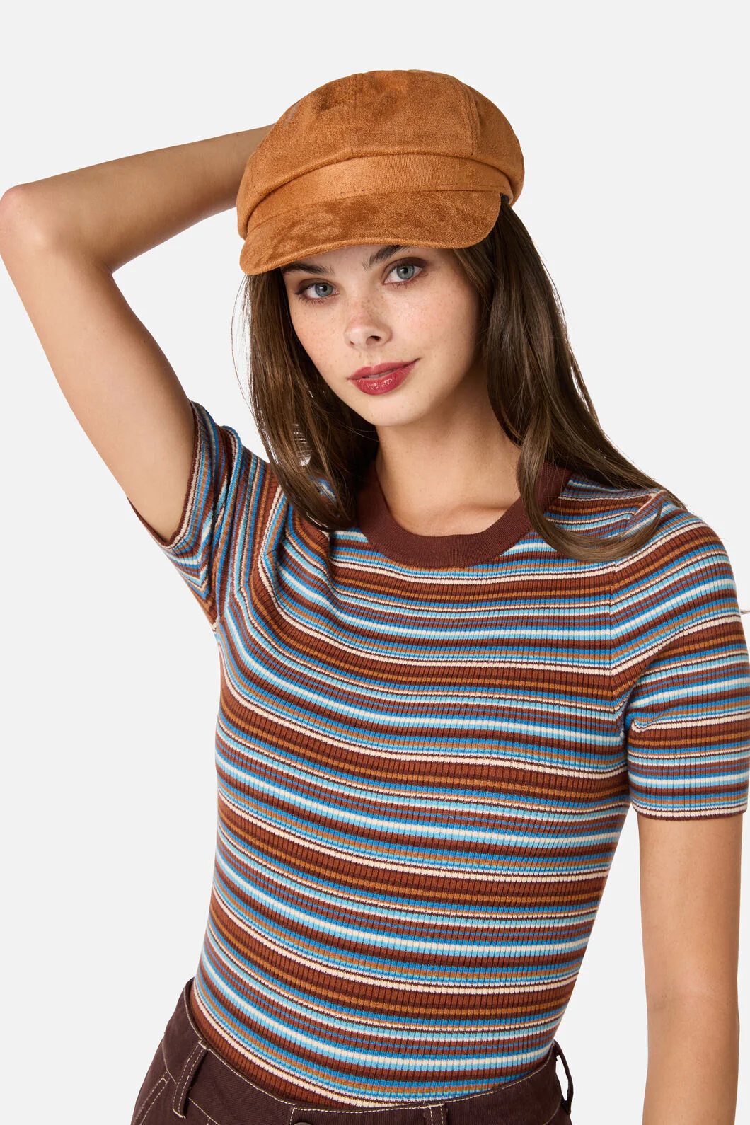 Tan Faux Suede Baker Boy - Image 2