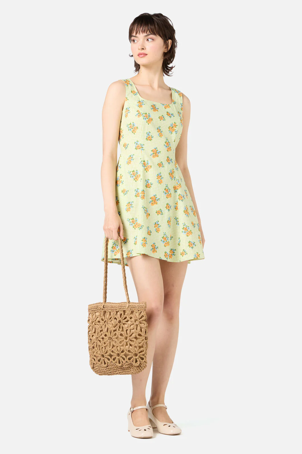 Tan Flower Straw Bag - Image 3