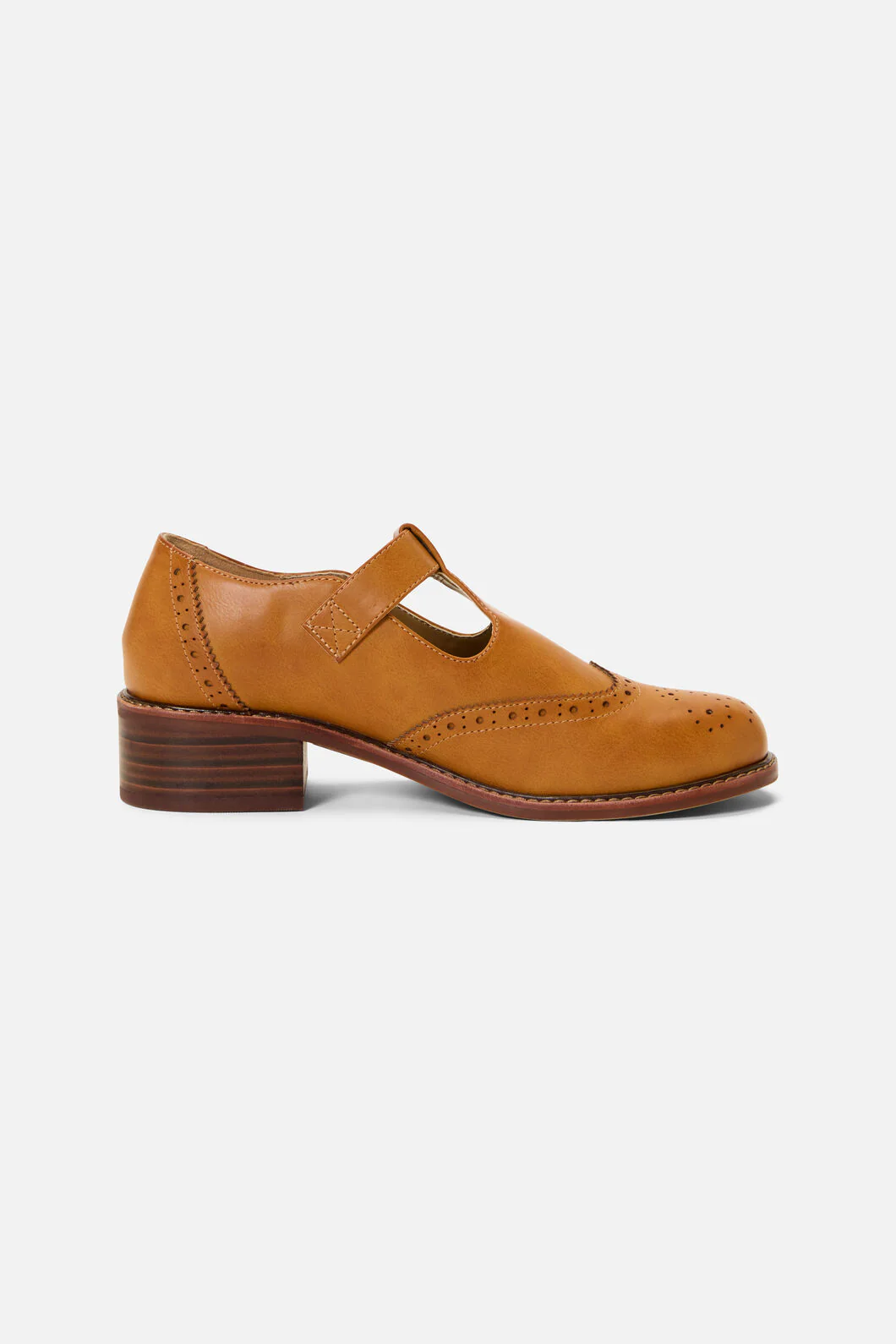 Tan T Bar Brogue Shoe - Image 2
