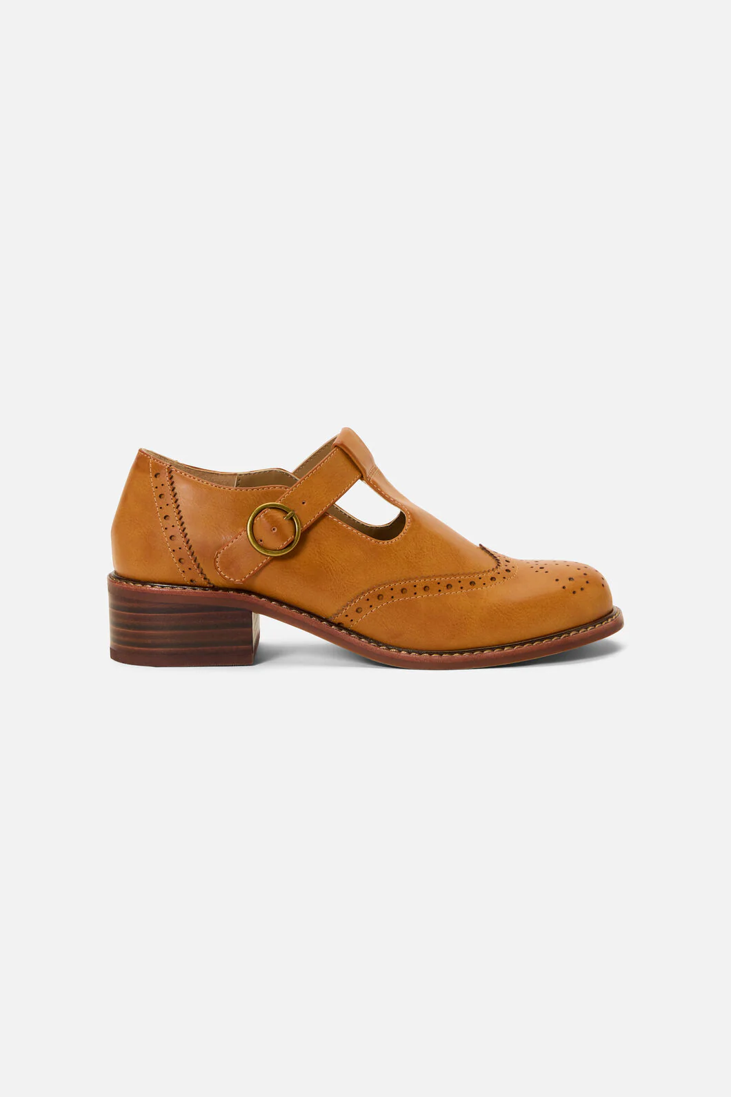 Tan T Bar Brogue Shoe - Image 3