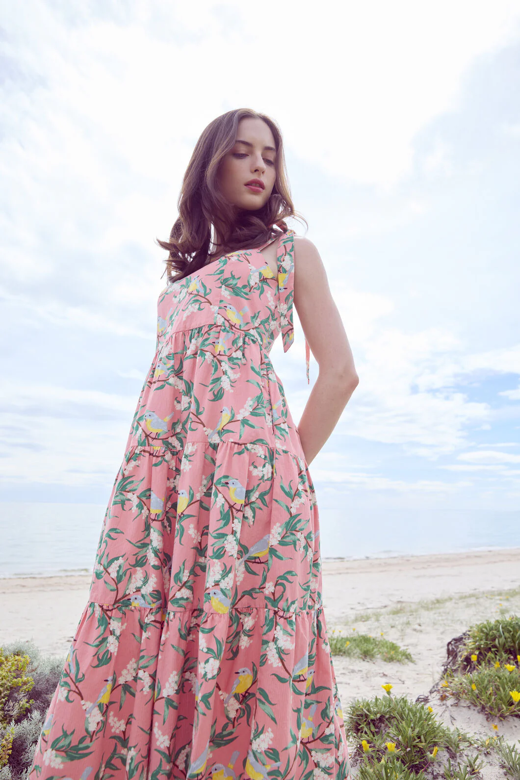 Yellow Robin Tiered Midi Dress - Image 2